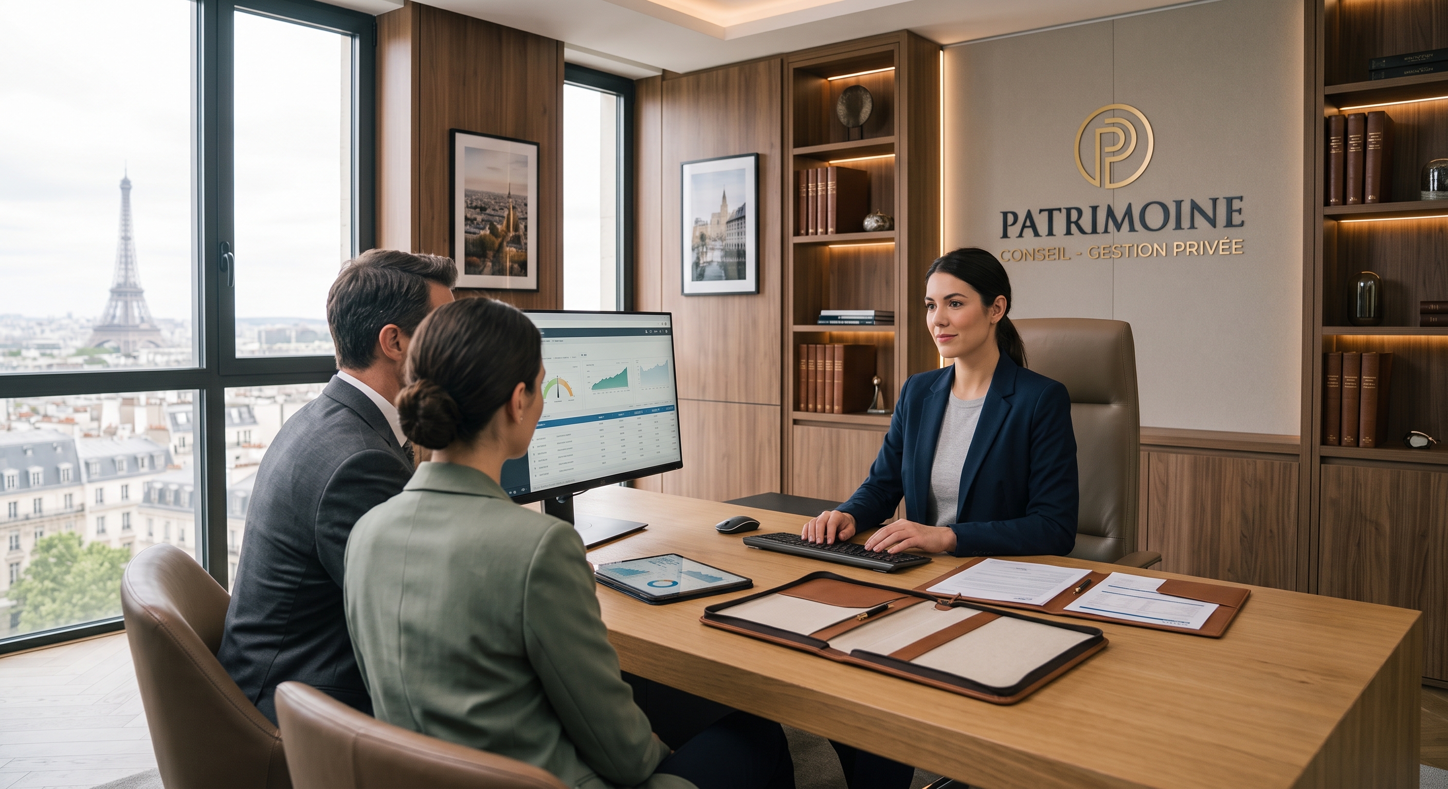 Conseiller en gestion de patrimoine échangeant avec un client